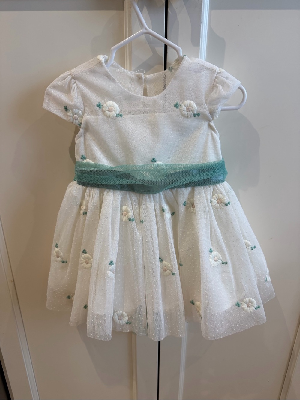 Jessica Simpson 6m Baby Floral Dress White & Green Like New